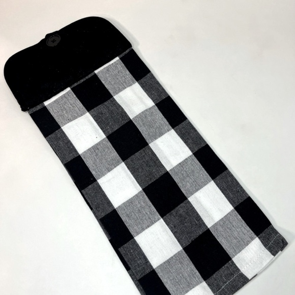 16 x 4 Handmade Buffalo Check Hanging Kitchen Towel Black White Farmhouse
